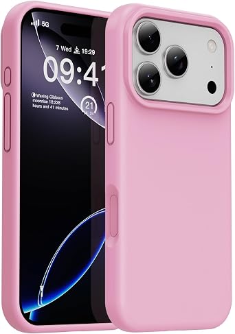 ZUSLAB Silicone Case Compatible with iPhone 17 Pro Max 6.9 Inch 2025, Lightweight Phone Case, Wireless Charging Compat., Liquid Silicone Gel Rubber Cover, Anti-Scratch TPU Protective Bumper, Pink