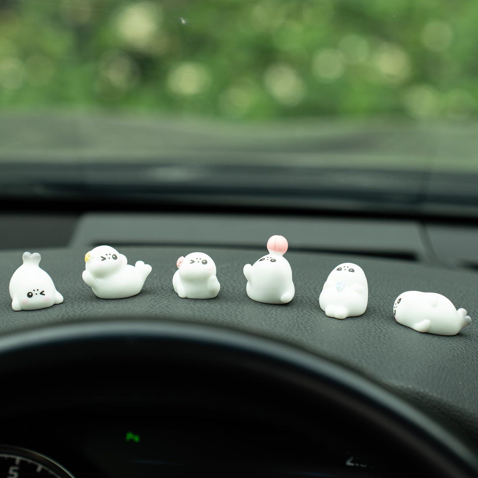 Rislobx 6Pcs Seal Car Dashboard Decorations, Seal Figurine Decor for Women, Arctic Animal Car Accessories for Home Office