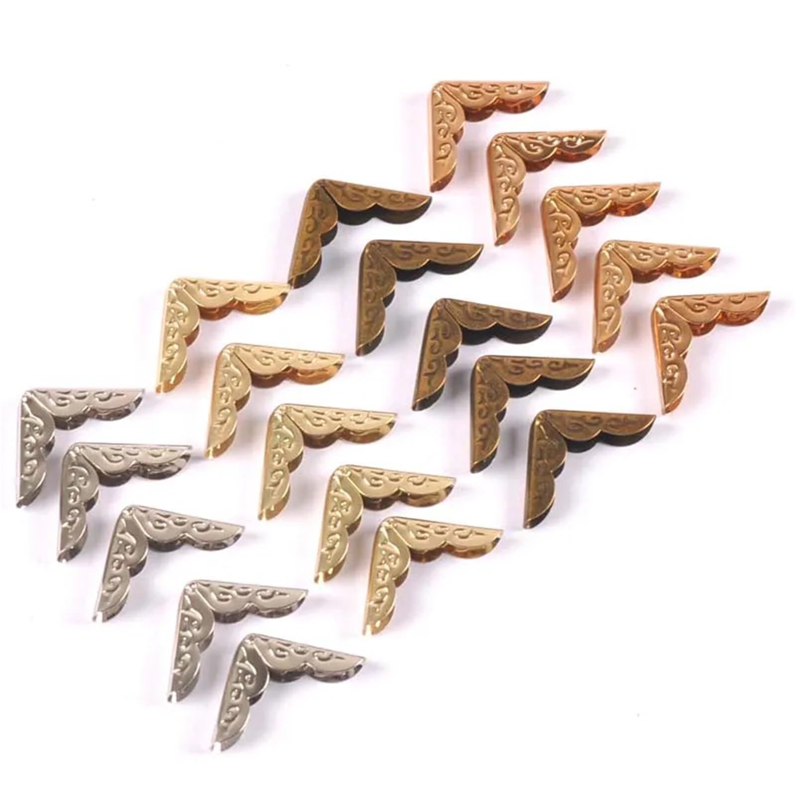 Narożniki do zdjęć w albumie, metalowe ochraniacze na rogi książki, opakowanie 20 sztuk wielokolorowe 20x20x4mm(Rose Golden)