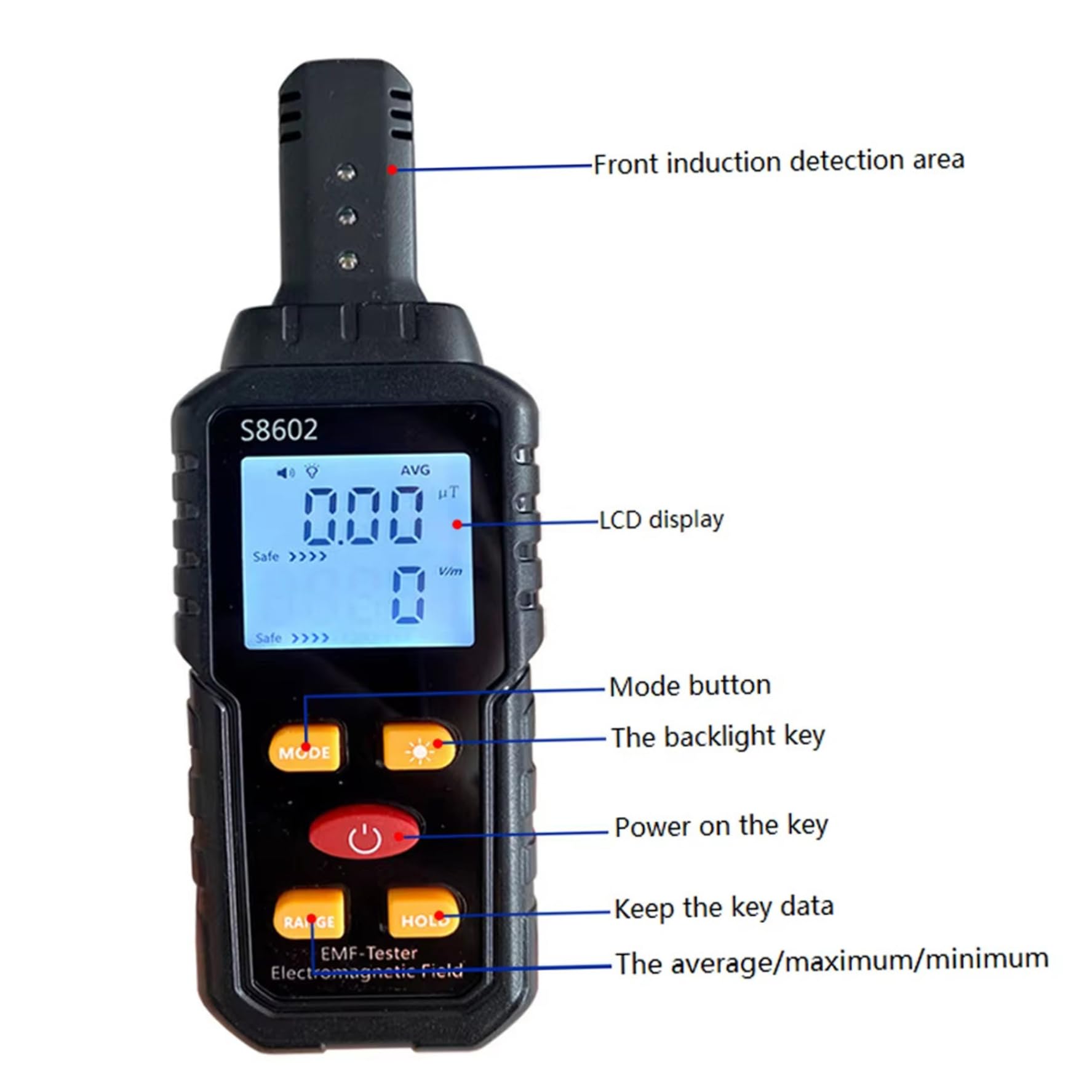 Geigerzähler-Strahlungsdetektor, 3-in-1-LCD-Display, nuklearer Strahlungsdetektor mit Ton- und Lichtalarm, tragbares Überwachungsmessgerät für Zuhause, Büro, draußen, drinnen