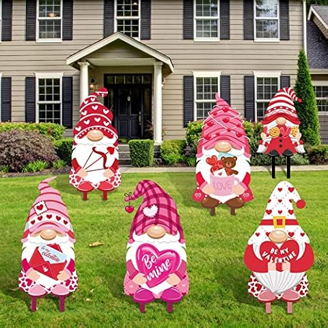 6 Pcs Valentine's Day Gnome Lawn Decorations Cover
