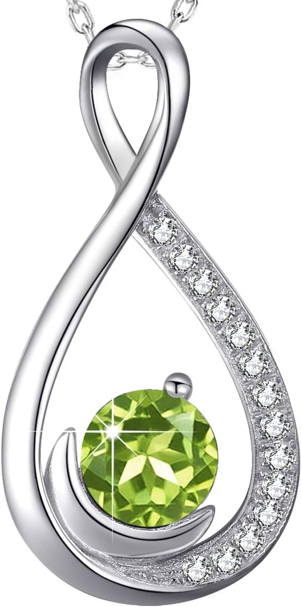 DorellaMothers Day Birthday Gifts Forever Love Infinity Necklace for Wife Mom 925 Sterling Silver Pendant April May Birthstones Emerald Jewelry for Women