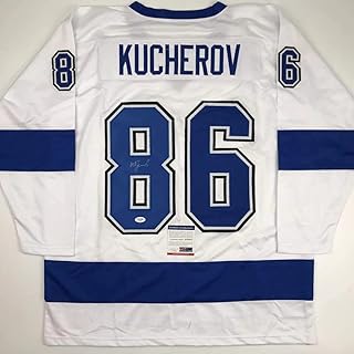 Autographed/Signed Nikita Kucherov Tampa Bay White Hockey Jersey PSA/DNA COA