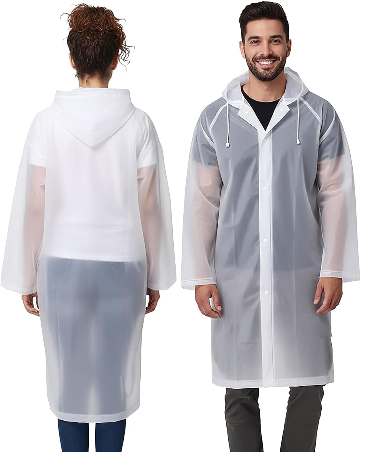 HACER EVA Waterproof Unisex Rain Coat Hooded Full Sleeves Outdoor Men, Women, Boys & Girls Rainwear Poncho Raincoat for Camping, Hiking & Travelling (White)-image-19