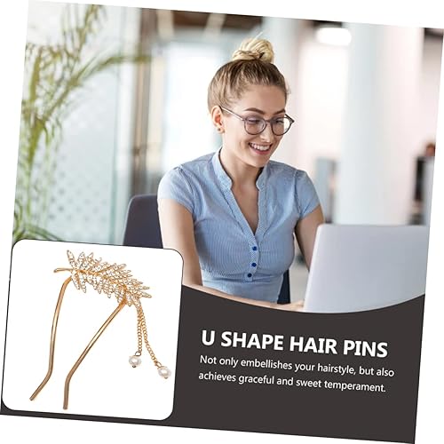 Miniatura 7 de Beavorty Horquilla en forma de U para mujer, accesorio para el cabello con diamantes de imitación para mujer, pasadores para el cabello con flor de