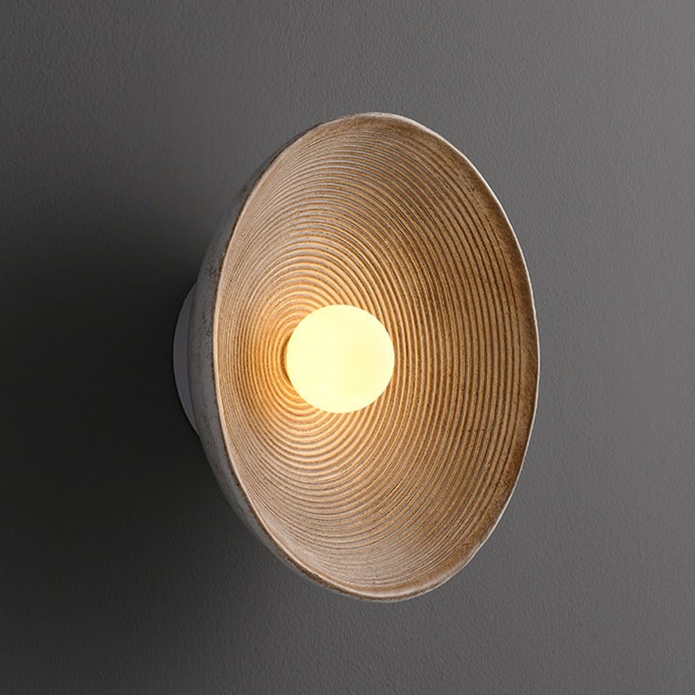 SSBHDM 10.6 Inch Round Resin Wall Light, Vintage Farmhouse Style Glass Wall Sconce, Hardwired Indoor Wall Lamp, Living Room Corridor Balcony Decoration Lighting Fixtures