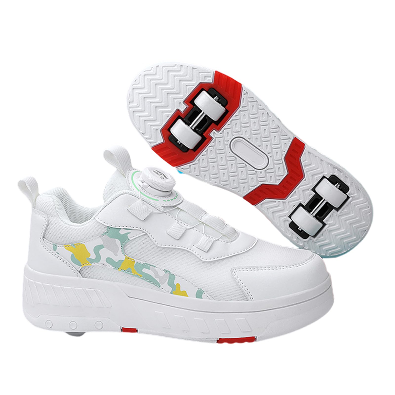 Surwin Camouflage Style Roller Skates, Roller Skates for Girls Boys, Roller Skates with 4 Wheels, Retractable Skating Shoes, 2 in 1 Kids Roller Shoes, for Outdoor Sports Walking