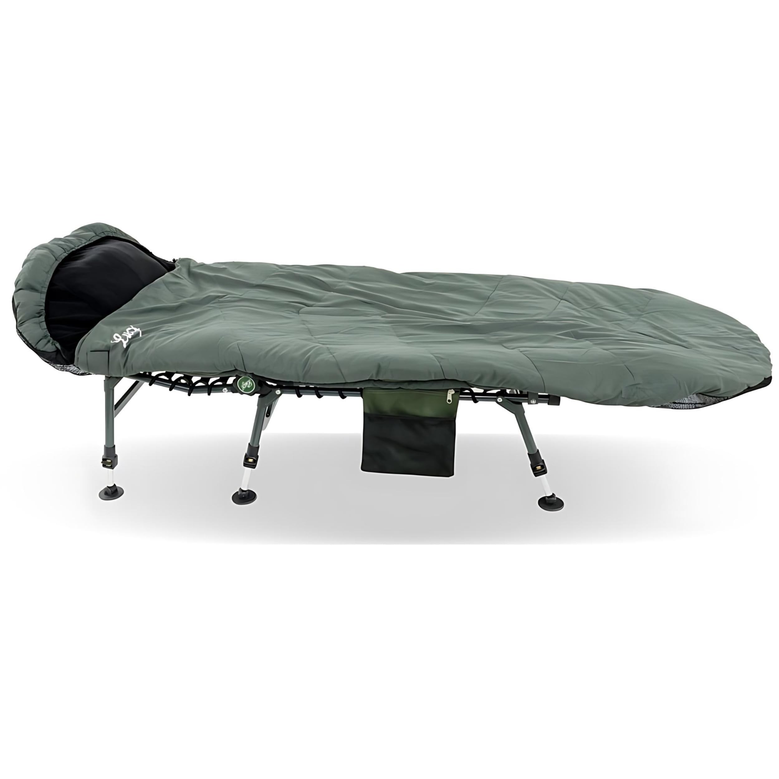 Lucx Nightcat Angelschlafsack - 5-Season Sleeping Bag für Karpfenangler bis -10 °C - Warmer Schlafsack mit Fleecefutter & Tragetasche, olivgrün, 28×28×52 cm