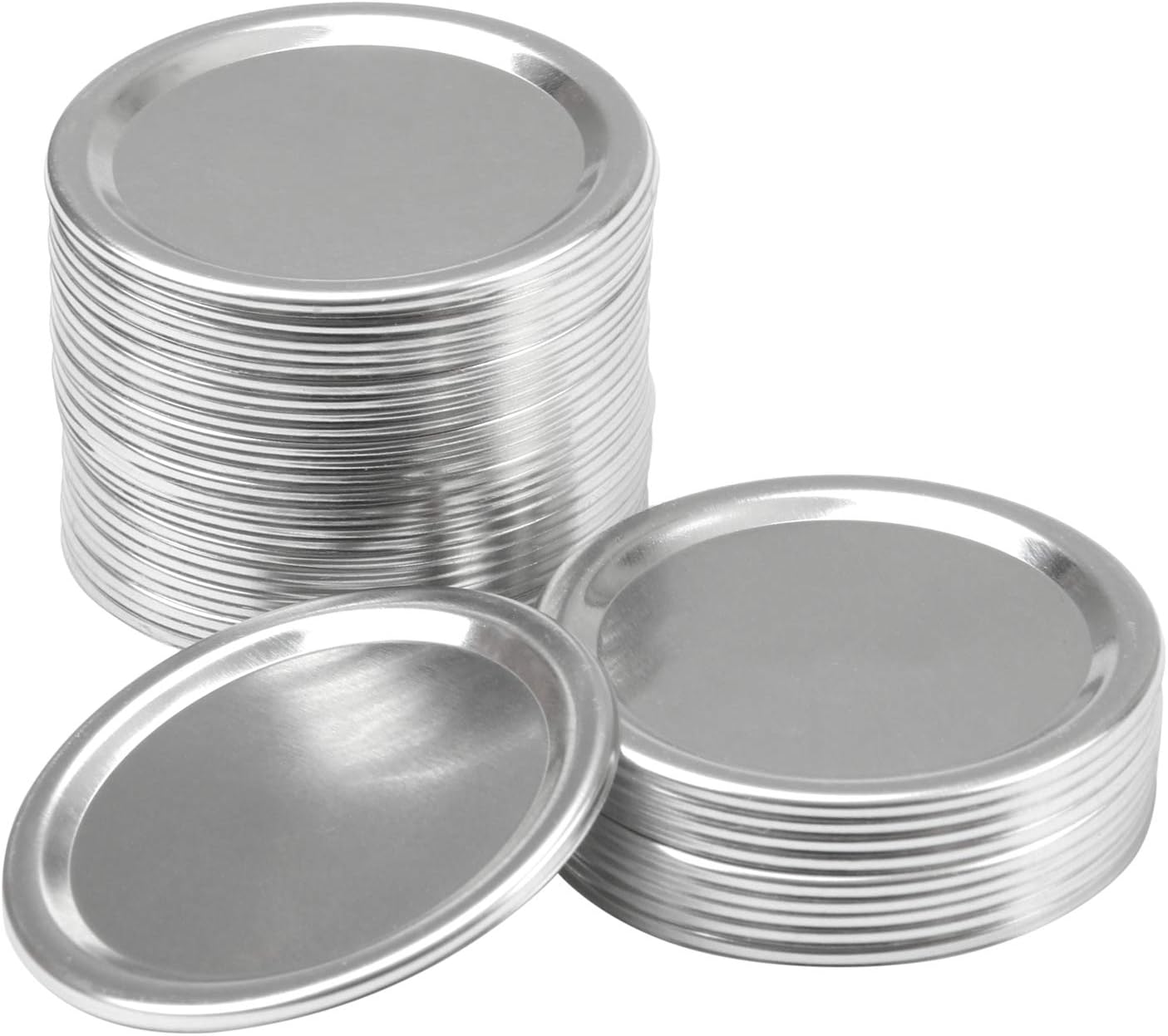 Resinta 36 Pack Regular Mouth Mason Jar Split-Type Lids with Silicone Seals Rings Mason Storage Metal Caps (Not Include Band) (Sliver, Regular Mouth)