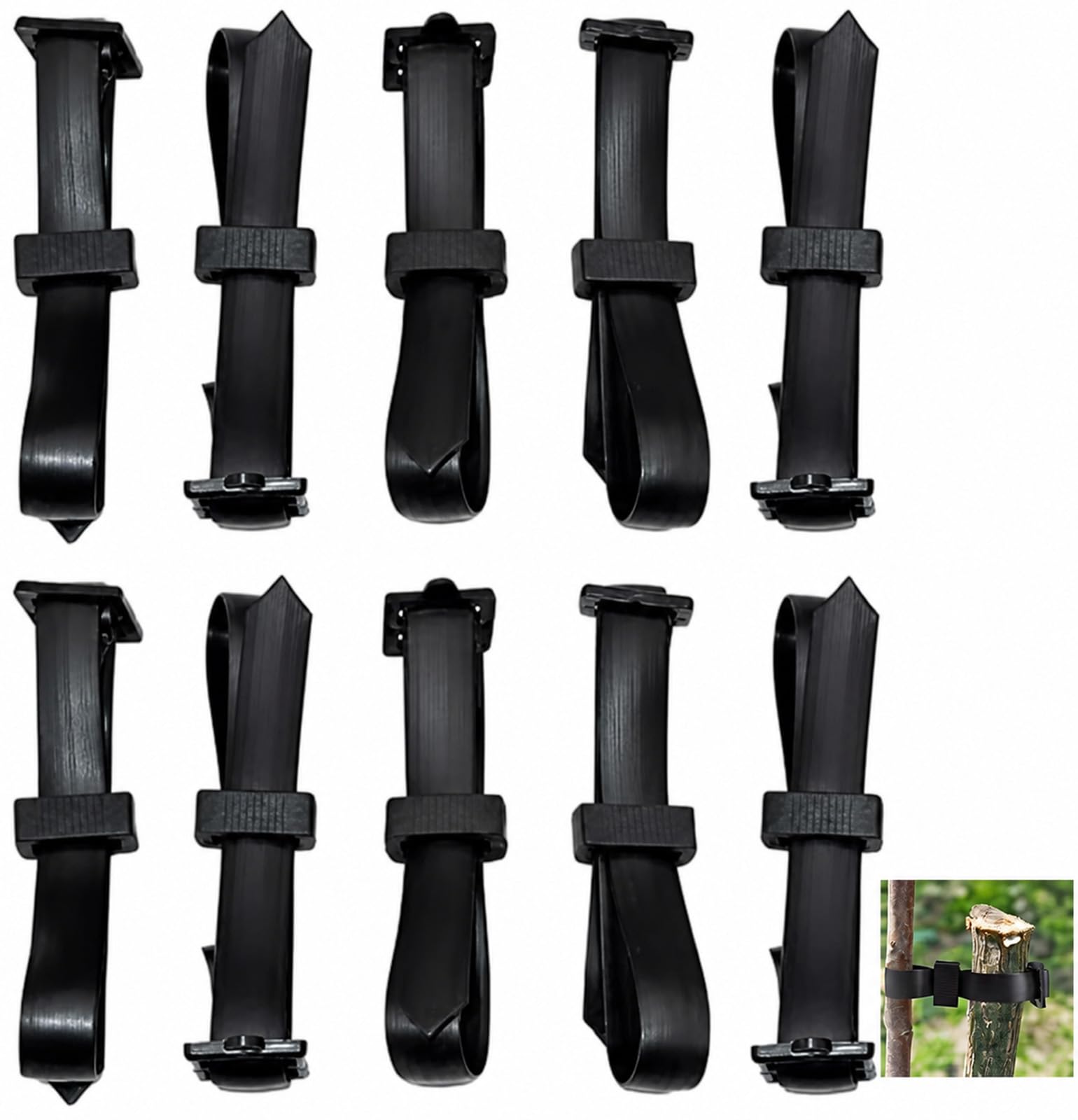 10 Rubber Tree Ties with Adjustable Buckle – 30cm Reusable Staking Straps