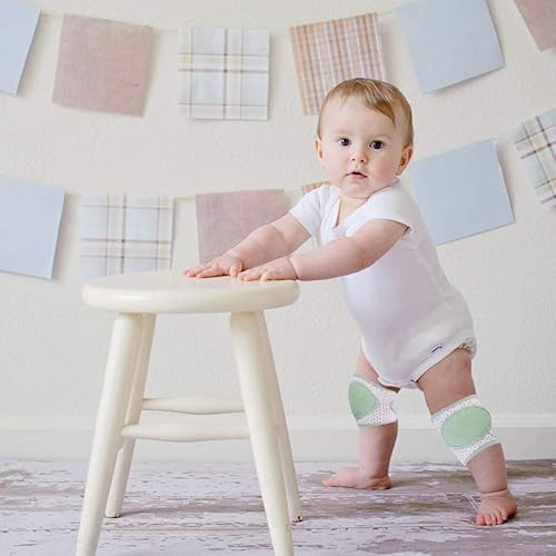Miniatura 3 de EXCEART Rodilleras antideslizantes para bebés y niños pequeños rodilleras ajustables protector de gateo verde rodilleras para niños pequeños