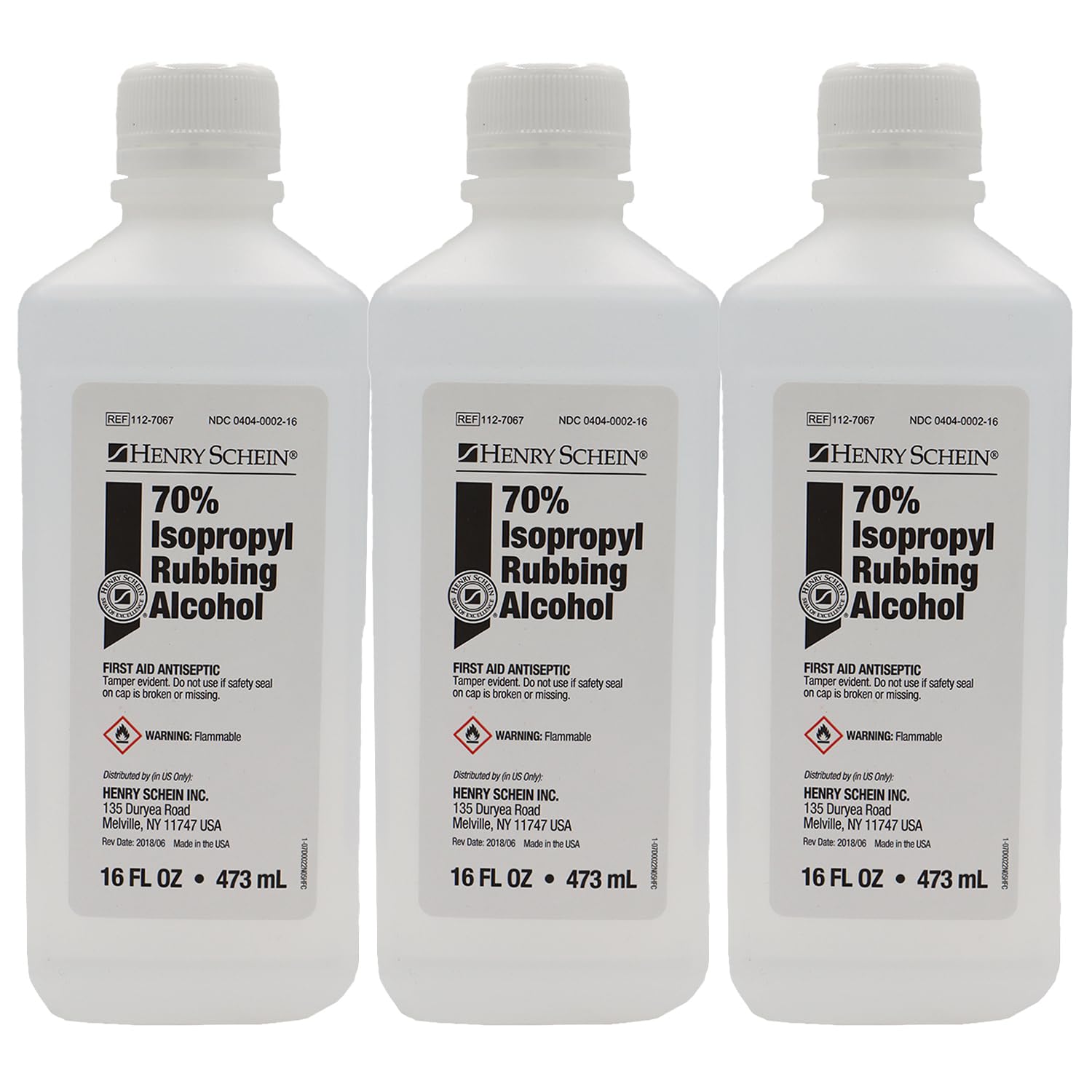 Henry Schein - First Aid Antiseptic, 70% Isopropyl Rubbing Alcohol, 16 fl oz (Pack of 3)