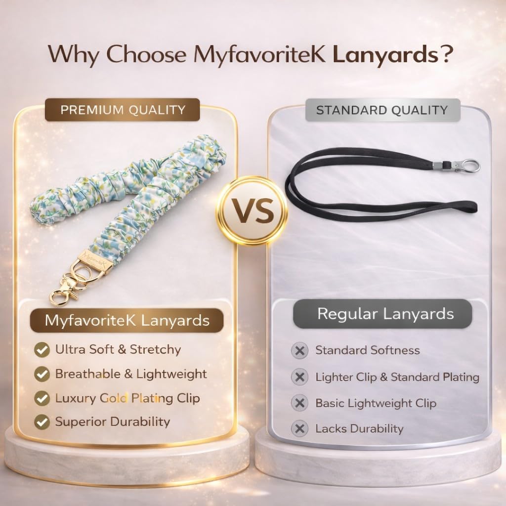 Stylish Scrunchie Lanyard for ID Badges Cute Neck Stretchy Lanyard for Keys Retractable Keychain Holder - Image 5