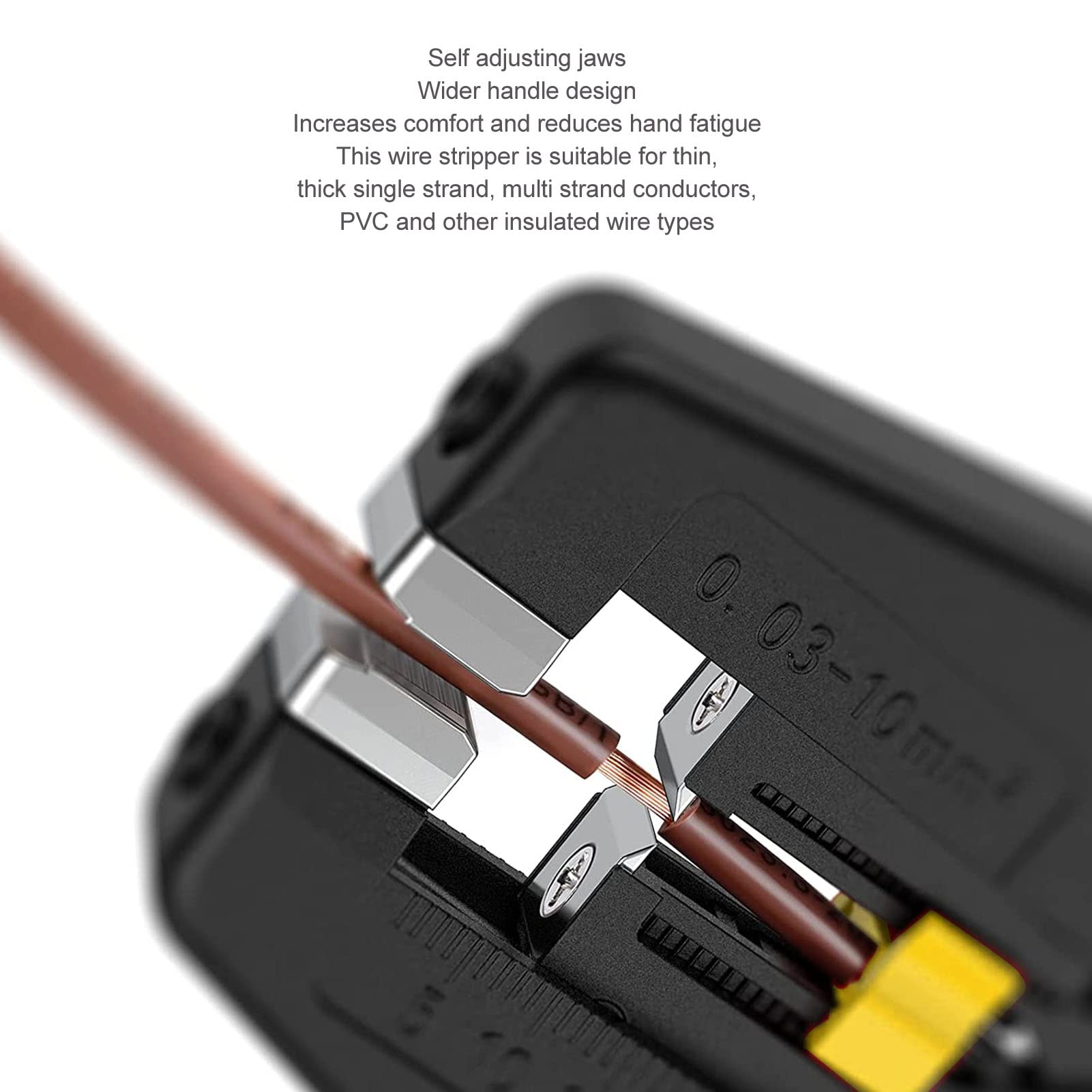 Alicates pelacables autom¨¢ticos ajustables para cables de 0,08 a 10 mm2, pelado preciso de alambre de un solo n¨²cleo, herramienta el¨¦ctrica profesional para instaladores, ahorro de tiempo y