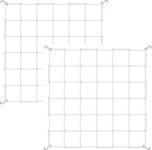 Miniatura 8 de iPower Paquete de 4 redes elásticas de enrejado de 3 x 3 pies con 6 ganchos para plantas trepadoras de invernadero de interiores y exteriores,