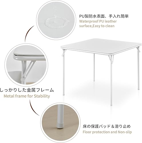 Miniatura 9 de BOOSDEN Mesa plegable, mesa plegable para tarjetas, escritorio plegable para exteriores e interiores, fiesta, comedor, 18.3 x 38.2 pulgadas, negro