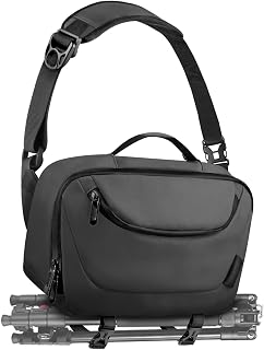TAAOKA Waterproof Camera Sling Bag with Tripod Holder - Lightweight Crossbody Case for DSLR/SLR/Mirrorless Cameras, Black