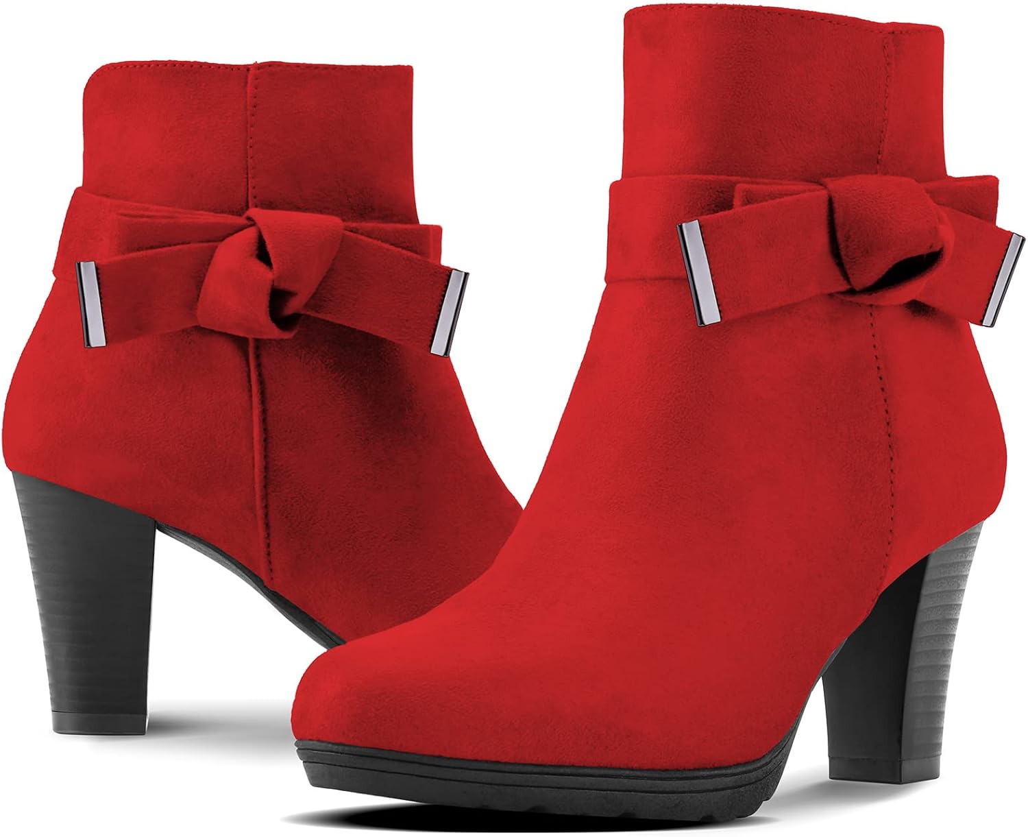 mysoft Women's Booties with Heel, Chunky Stacked Heel Zipper Ankle Boots for Ladies - Image 4