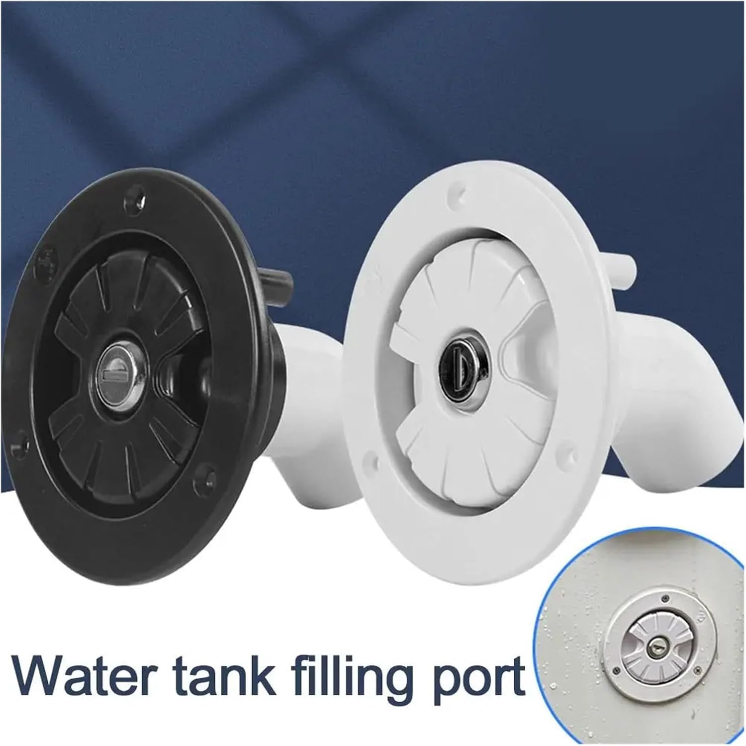 78mm Inlet Filler, with Keys Lockable Lock Inlet Fill RV Trailer Camping Camper Boat S3N7(Black)