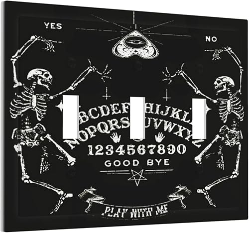Miniatura 13 de Cubierta de interruptor de luz decorativa de pared de bruja negra Ouija Gótica Esqueleto Calavera 1 banda Placa frontal eléctrica de interruptor