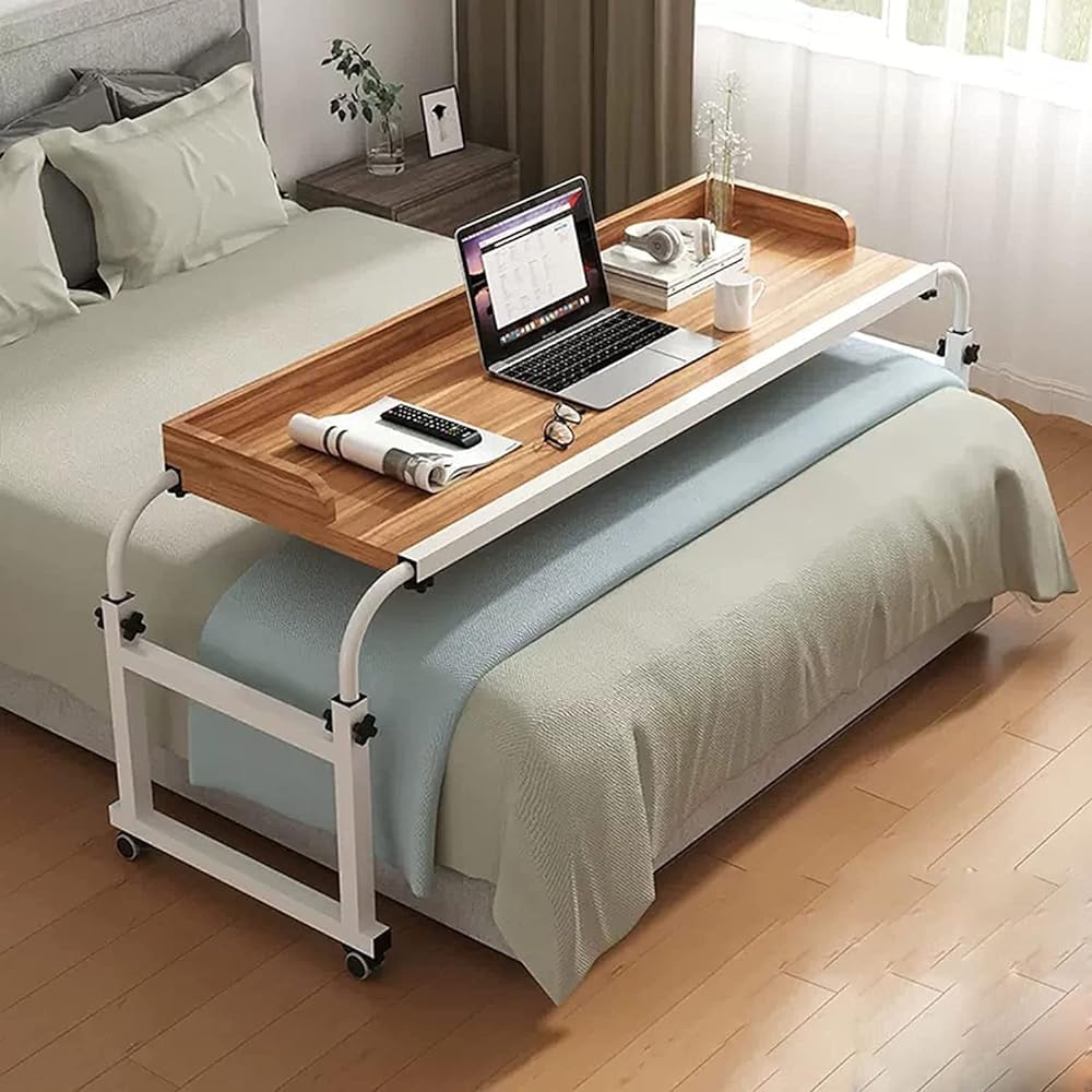 Poste de travail mobile extensible en hauteur pour télétravail au lit