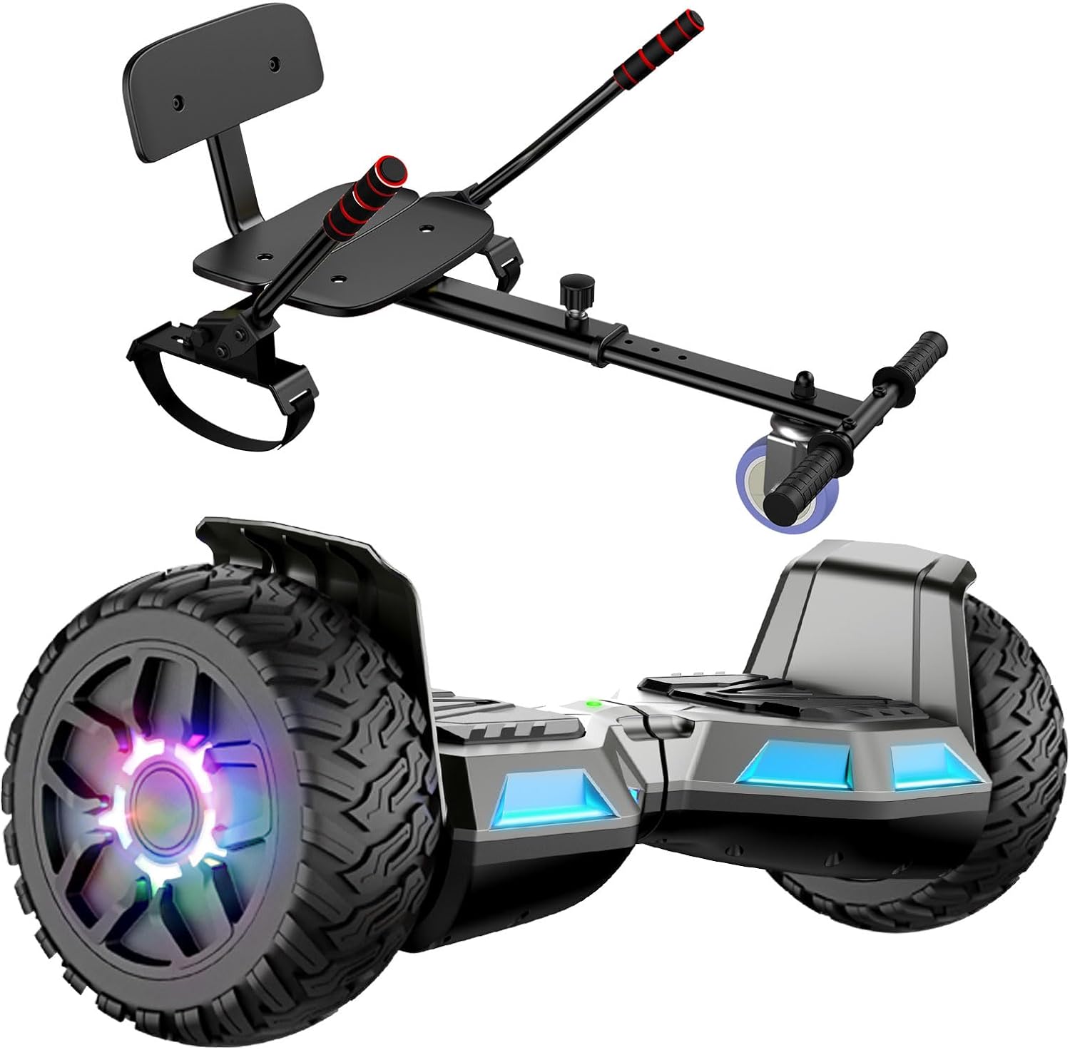 UNI-SUN Scooter Seat Attachment, Scooter with Go Kart for Kids Boys Girls Adults, with Corlorful LED Lights, Bluetooth