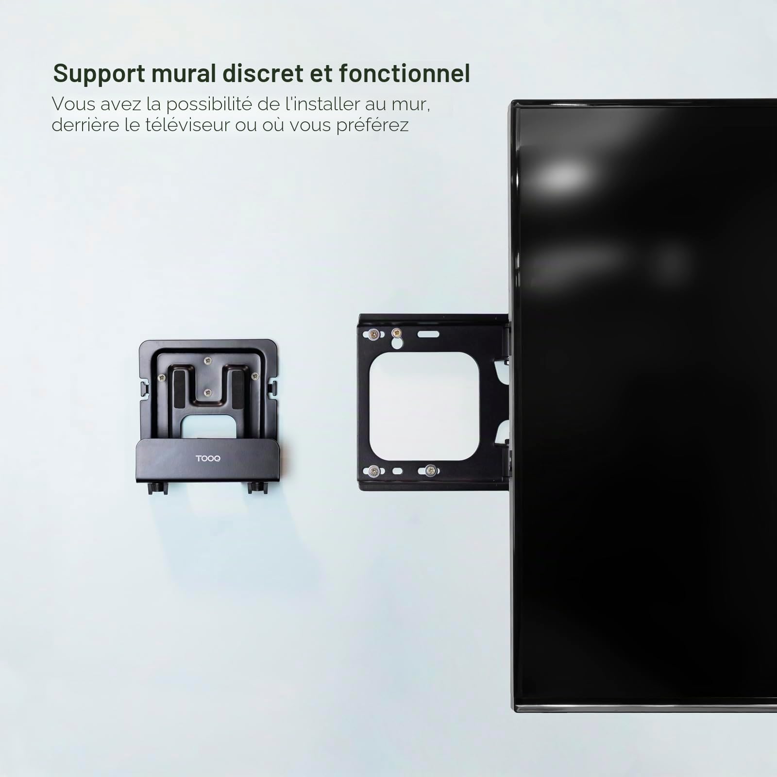 TooQ TQMPM4776 - Support Mural Universel pour Lecteur multimédia, routeur, Mini-PC, Noir