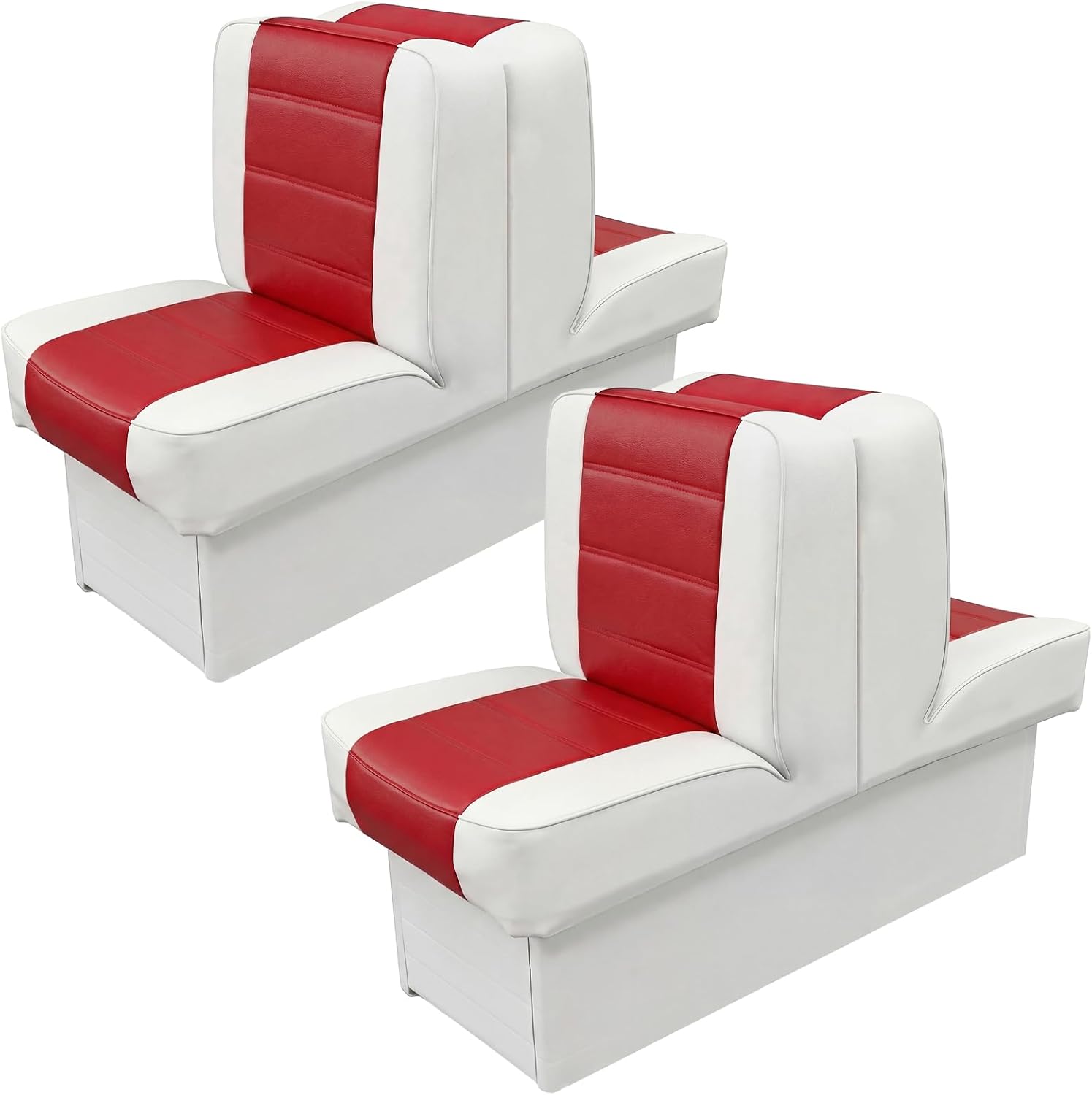 1 Set Back to Back Boat Seat Covers Replacement Boat Lounge Seat Covers Waterproof Polyvinyl Chloride for Protector Boats Seats Deluxe Back-to-Back Lounge Seats Cover (Red White)