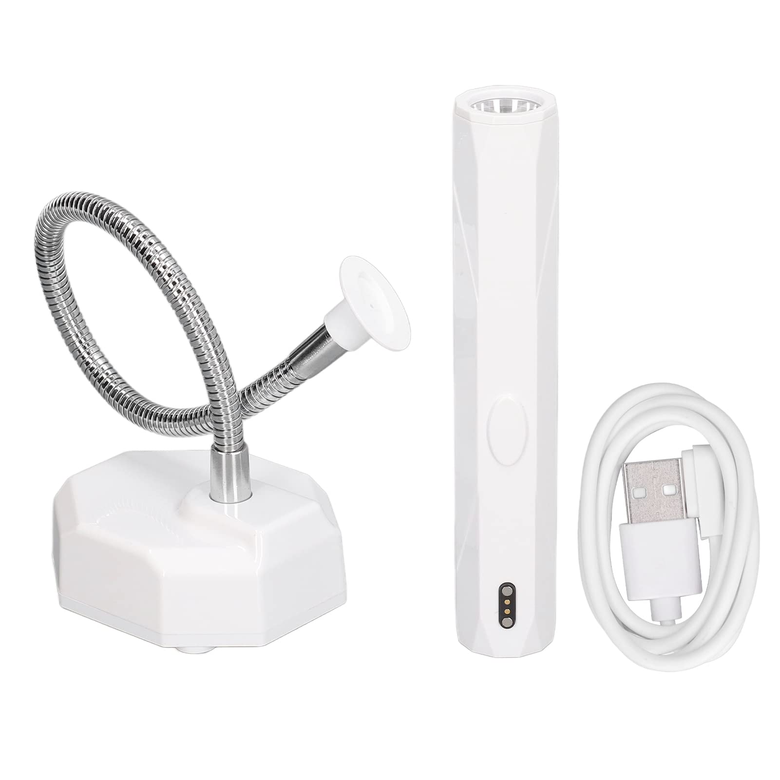 Hidyliu Lampada per Unghie Ricaricabile a Collo di Cigno Luce LED Portatile Ad Asciugatura Rapida per Manicure a Casa o in Salone 9W (Bianca)
