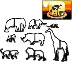 8 Pcs Animal Silhouette Cookie Cutters Plastic Fondant Cake Decorating Modeling Pastry Biscuits Elephant Giraffe Lion