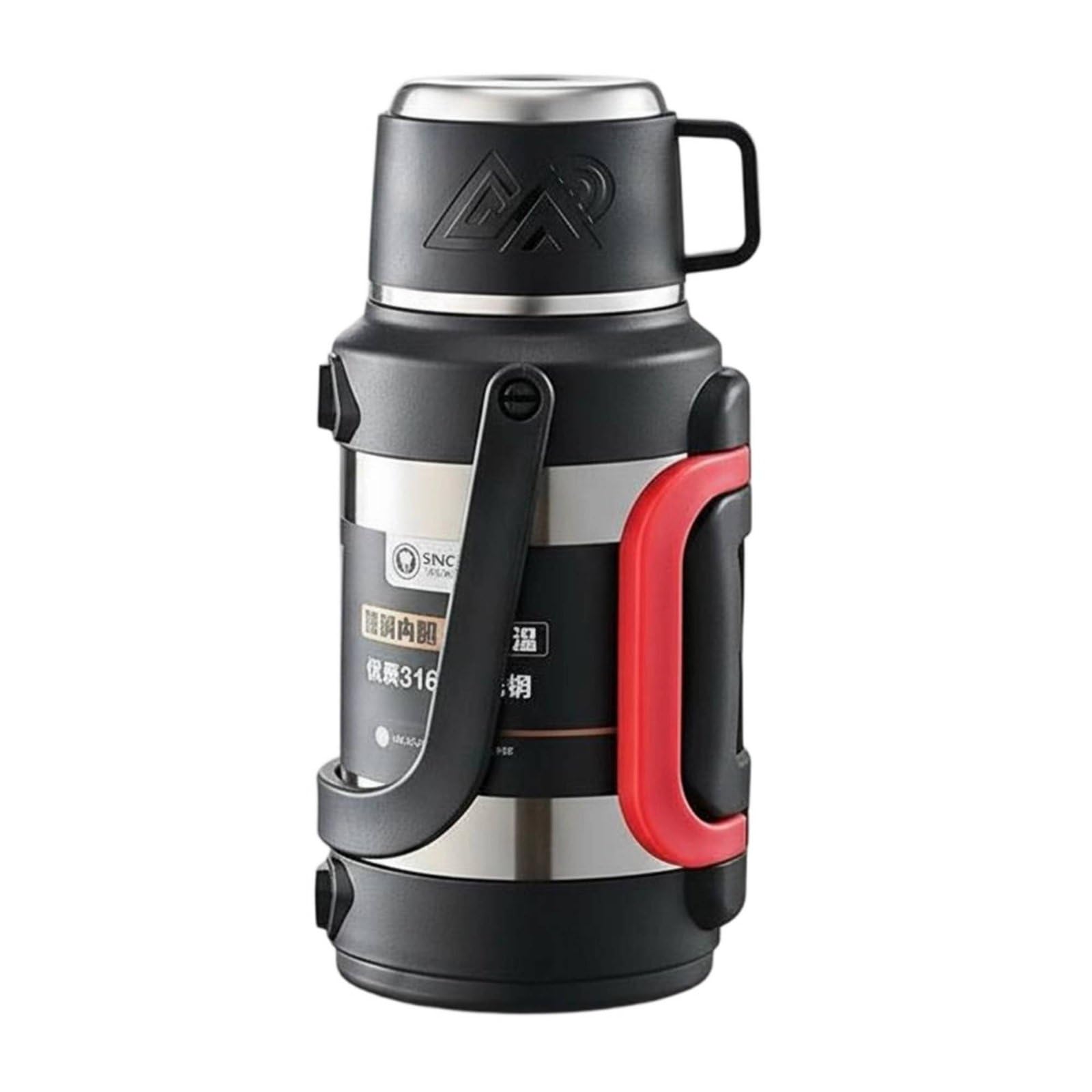 Termo Aislado Botella Térmica Cantimplora Vacuum Matraz de Acero Inoxidable 316 con Tapa y Asa Reforzada Apertura de Botón y Filtro de Té Apto para, Color Acero Original, 1300ml