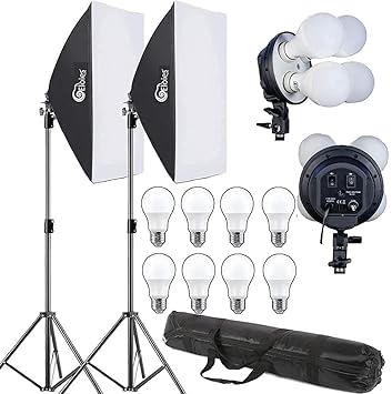 Eloies EL59DX Softbox Lighting | 2 Light Kit Photography Professional Continuous Studio Lights 50cm x 70cm Reflectors for Fashion Portrait Product Photography YouTube (2nos Light KIT)