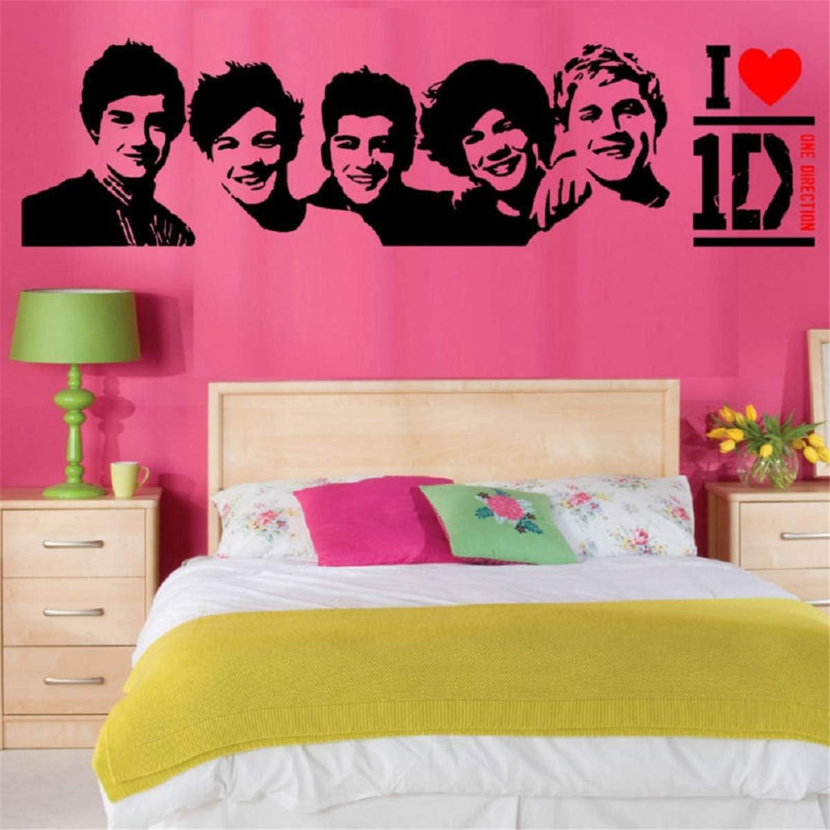 SWORNA Fashion Series I Do Love One Direction with The 5 Team Members' Head Portraits Vinyl Lettering Decal Home Decor Wall Art Saying Sticker Quote Bedroom Living Room Hallway Office