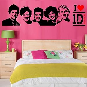 SWORNA Fashion Series I Do Love One Direction with The 5 Team Members' Head Portraits Vinyl Lettering Decal Home Decor Wall Art Saying Sticker Quote Bedroom Living Room Hallway Office