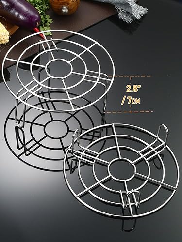 Miniatura 2 de Rejilla redonda de acero inoxidable de 10.8 pulgadas de diámetro con patas de 2.8 pulgadas de altura, estante de refrigeración para hornear,
