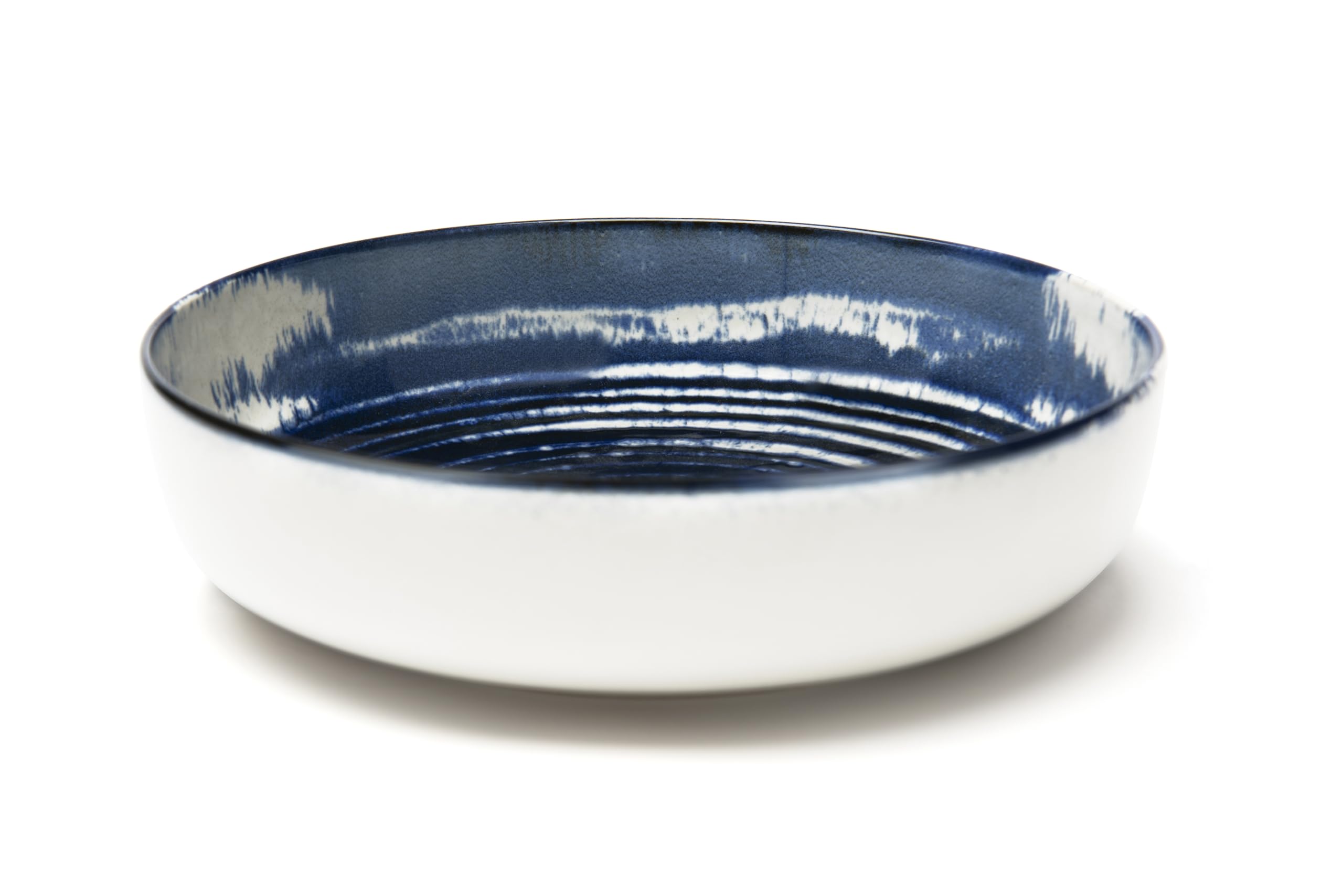 Excelsa Ermes Lot de 6 assiettes creuses en céramique avec décor numérique bleu et blanc