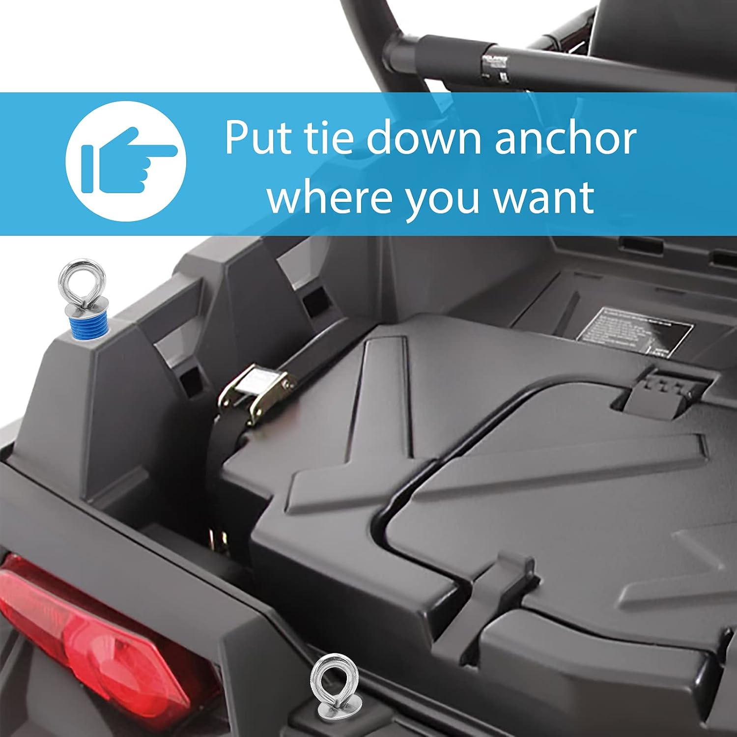 DaSen 4X Quick Lock & Ride Tie Down Anchor Set Compatible with Polaris RZR 800 900 Cargo Bed Sportsman UTV ATV