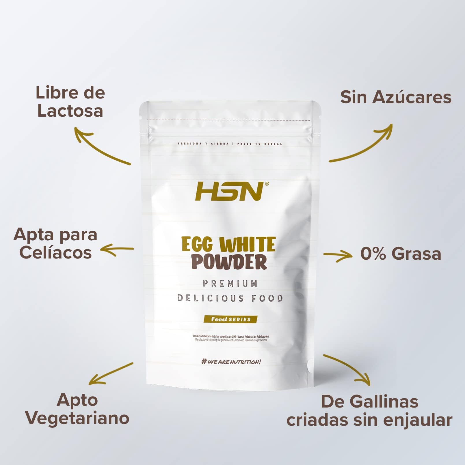 Clara de Huevo en Polvo de HSN Foods, 100% Proteína Natural sin Grasas, sin Colesterol, Sin Gluten, Sin Lactosa, Sin Sabor, 2000 gr