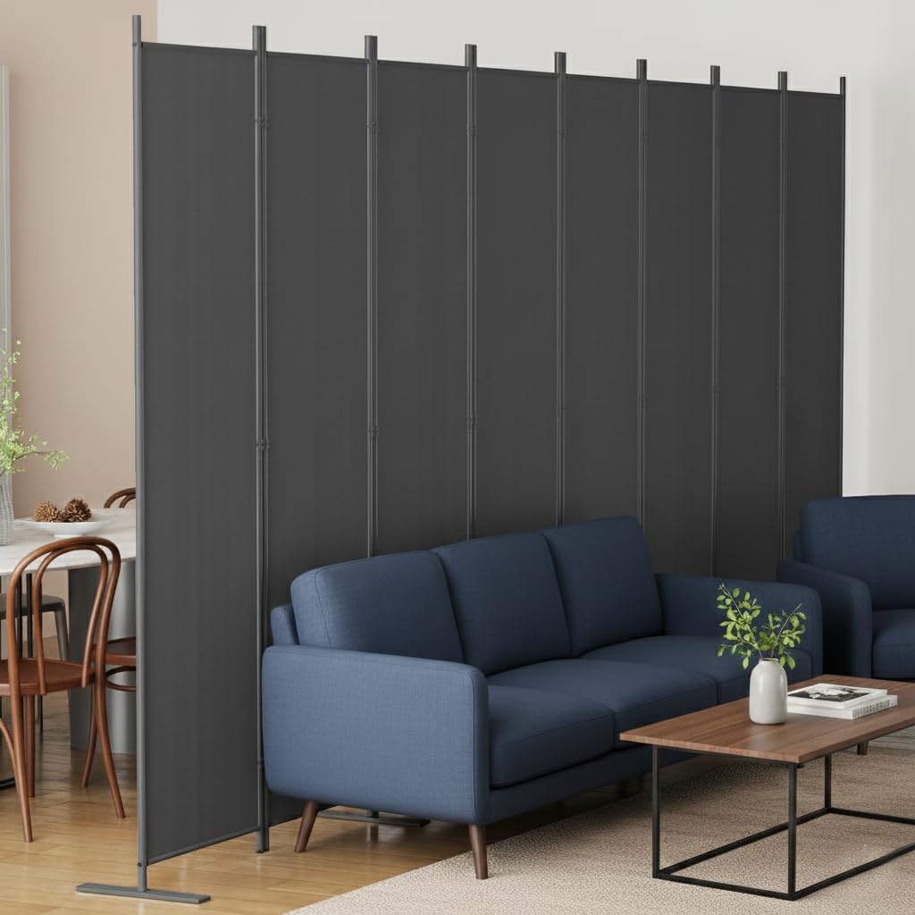Room Divider 6FT Portable Folding Privacy Screen, 8 Panel Fabric Room Divider Extra Wide Freestanding Room Partition for Large Room & Office，160" W X 71" H,Gray