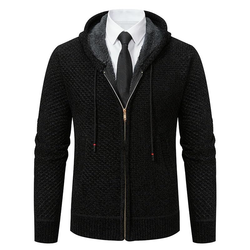 Pull à capuche en tricot épais uni homme décontracté pour l'automne - 7
