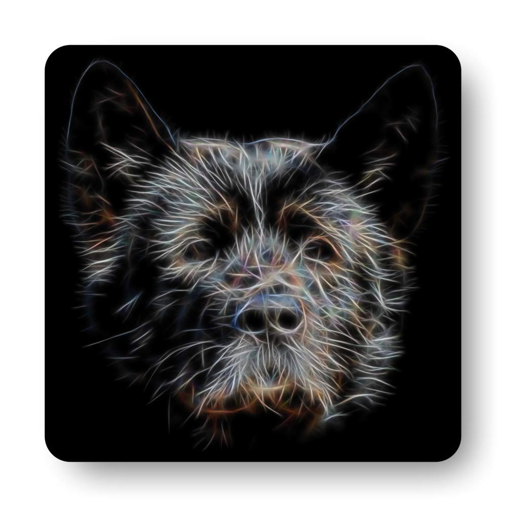 Fractal Artworks American Akita - Black Akita Coaster Fractal Art Design #1-1