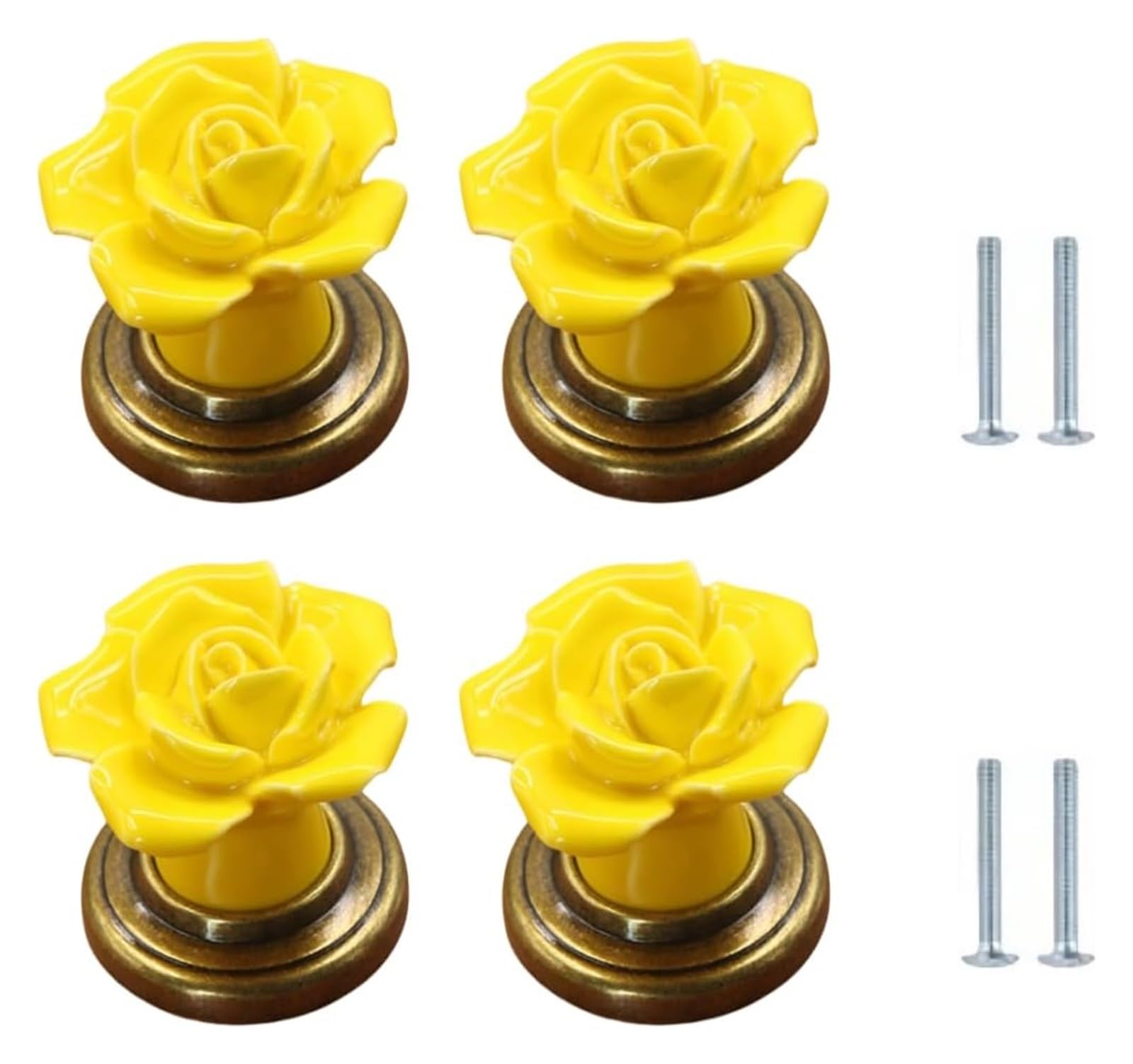 Enmrfvkz Qinggu-Yellow Ceramic Cupboard Drawer Handle Knobs, Ceramic Zinc Alloy Cupboard Drawer Handle Knobs Multicolor 40X40mm 4 Pack(Qinggu-Yellow)