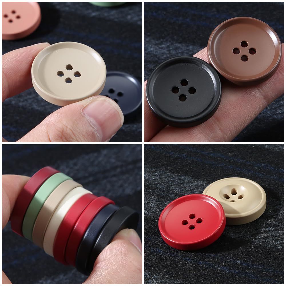 Guziki guziki do ubrań Okrągłe 4 otwory żywiczne kolory premium klasyczne minimalistyczne okrągłe wymiana szycie DIY rękodzieło rękodzieło dekoracyjne guziki dodatki odzieżowe 5(Red,20mm(0.78'') 30Pcs
