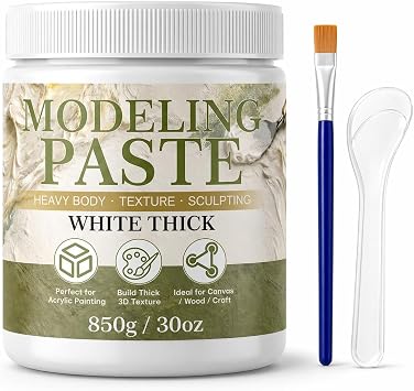 Thick Modeling Paste White 30oz / 600ml - High Density Acrylic Medium for Texture, Thickness, Dimension Additive, Color Adjustment Acrylic Texture Paste for Canvas, Wood, Mixed Media