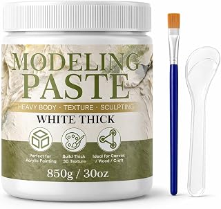 Thick Modeling Paste White 30oz / 600ml - High Density Acrylic Medium for Texture, Thickness, Dimension Additive, Color Adjustment Acrylic Texture Paste for Canvas, Wood, Mixed Media