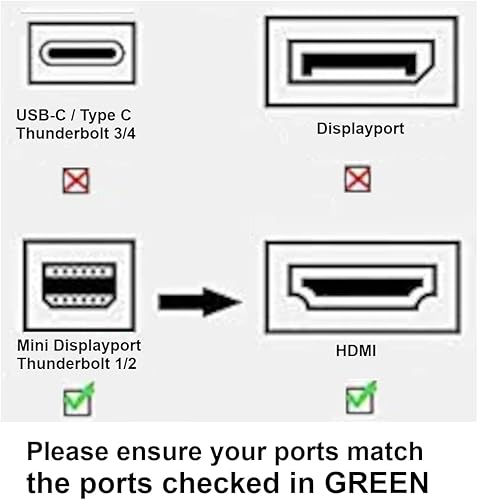 Kyper USKyper-4777 - Adaptador 4K Mini DisplayPort a HDMI, 4K @30Hz Mini DP/Thunderbolt 2 a HDMI, chapado en oro, compatible con MacBook Air/Pro,