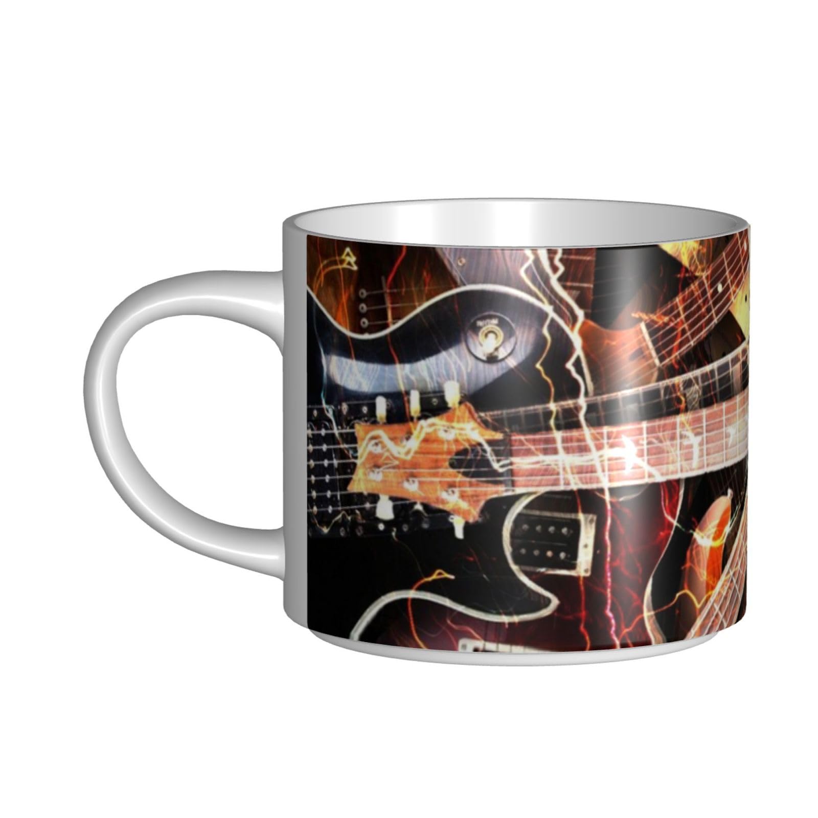 Tazza di caffè in ceramica di grande capacità stampata musica magica della chitarra elettrica