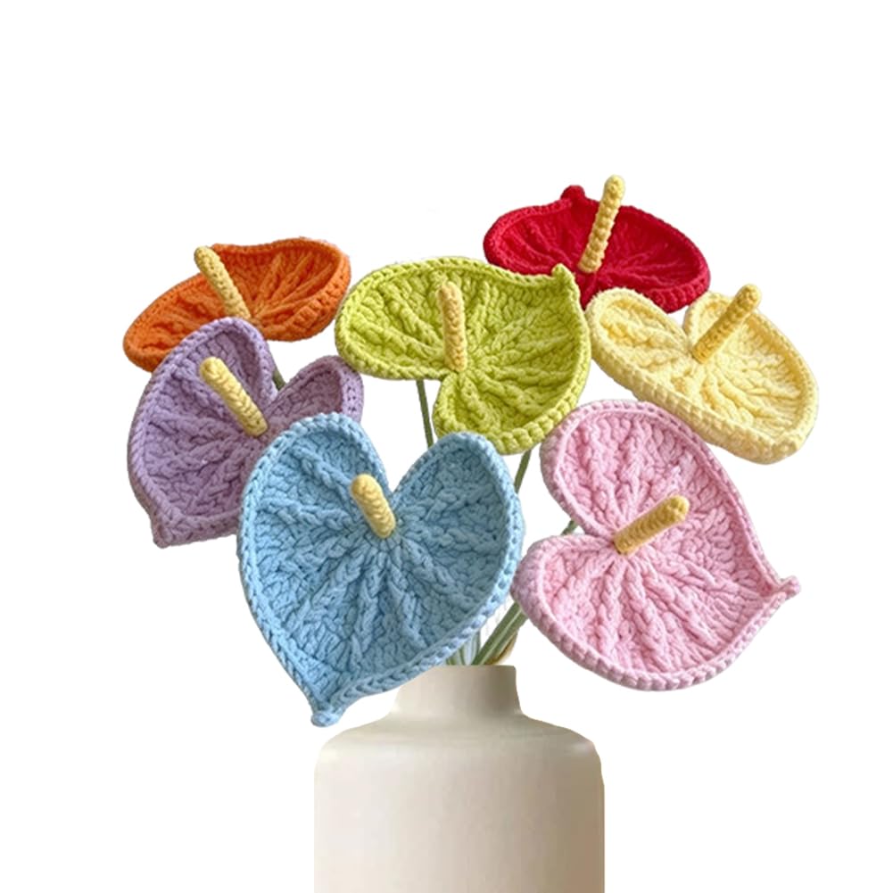 Ramo de flores de anturio de ganchillo para centros de mesa y decoración de salón hogareño
