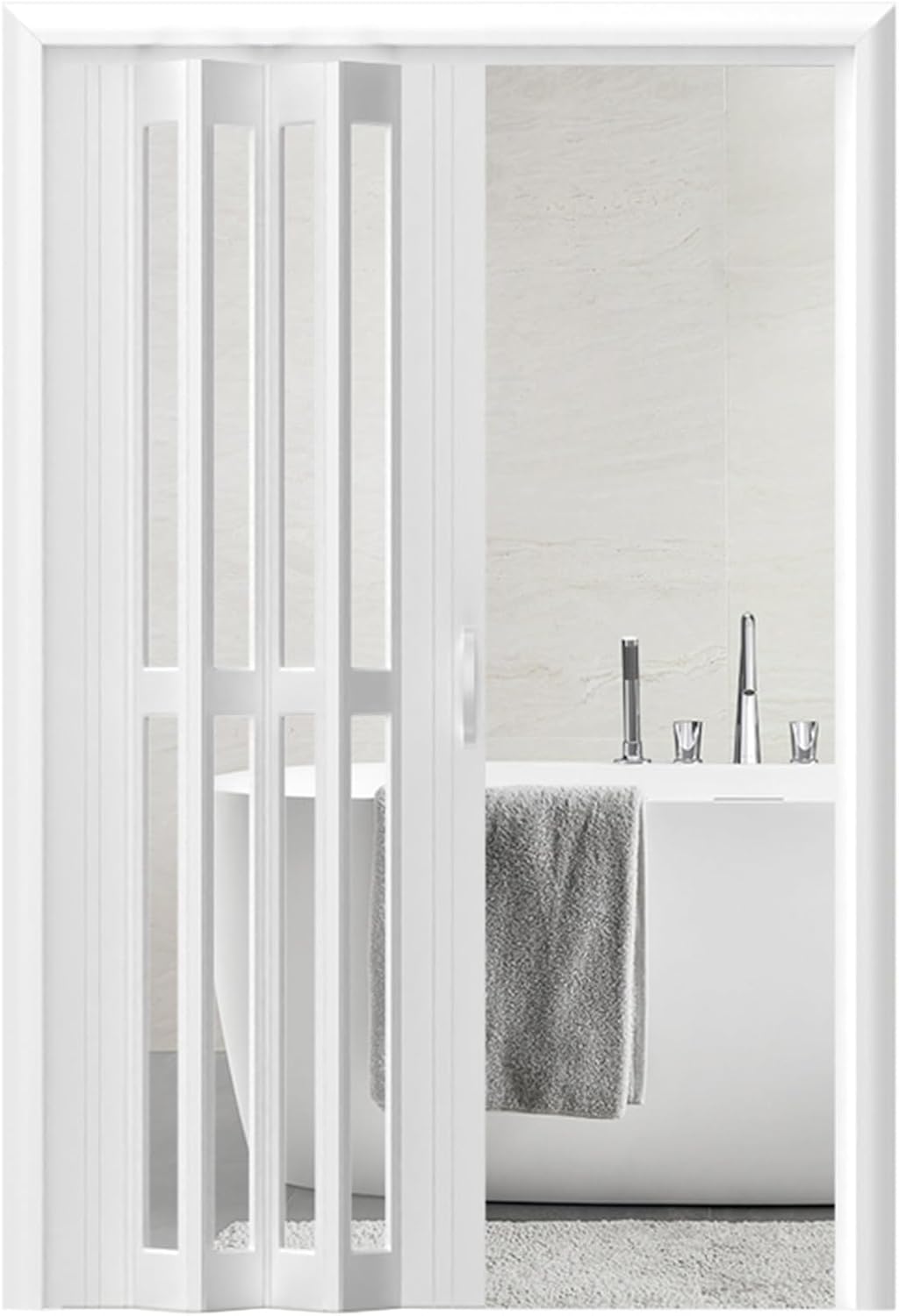 90in Tall Accordion Doors Interior, White Folding Barn Doors/Multifold