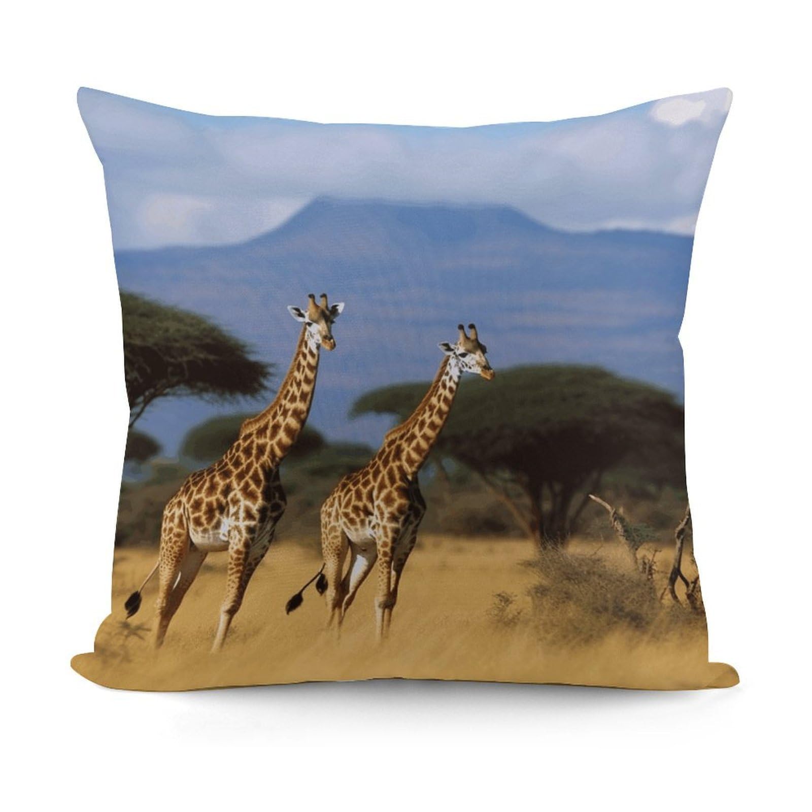 VstaDank Africa Wildlife Giraffes Throw Pillow Covers 18x18 Inch Soft Couch Home Decor Cushion Cover Comfortable Plush Square Cushion Case Farmhouse Decorative Pillowcase for Living Couch